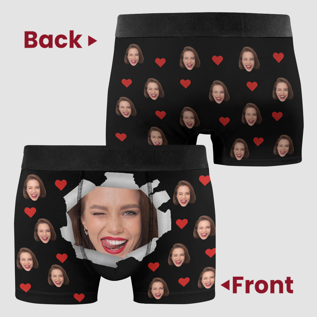 Underwear With Lover Face - Personalized Custom Men's Boxer Briefs - Gift For Couple, Boyfriend, Husband