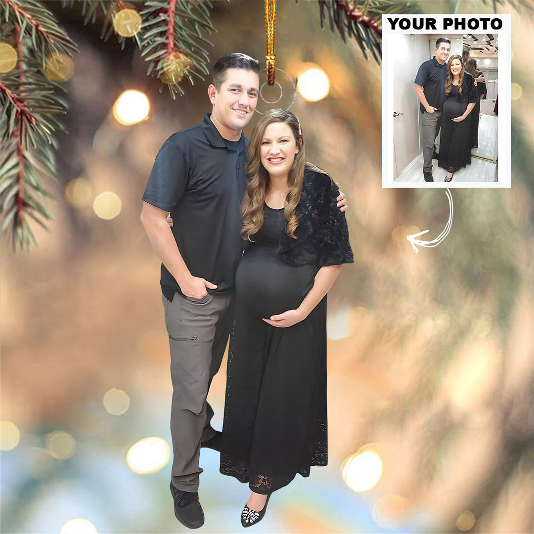 Pregnancy Celebration - Personalized Custom Photo Mica Ornament - Christmas Gift For Wife, Friend, Couple, Family Members