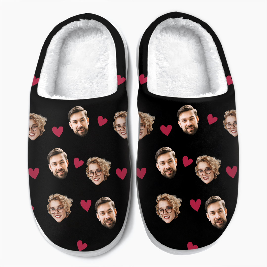 Custom Face Couple - Personalized Custom Slippers - Valentine Gift For Couple