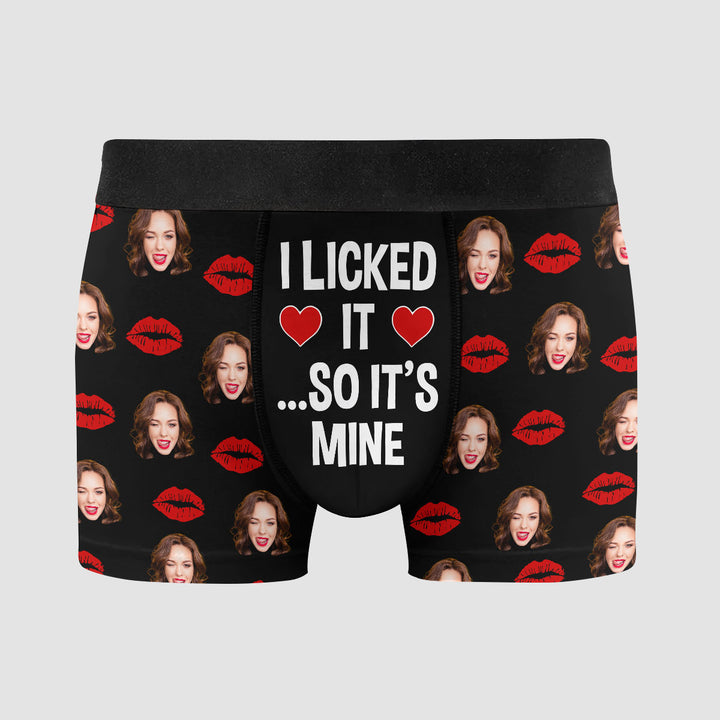 I Licked It So It's Mine - Personalized Custom Men's Boxer Briefs - Gift For Couple, Boyfriend, Husband