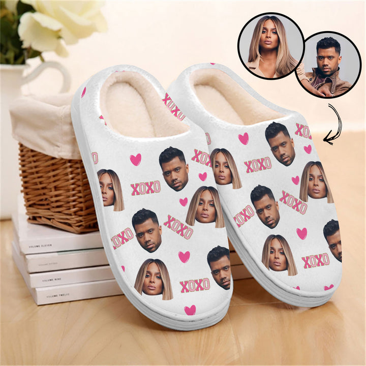 XOXO Custom Face - Personalized Custom Slippers - Valentine Gift For Couple