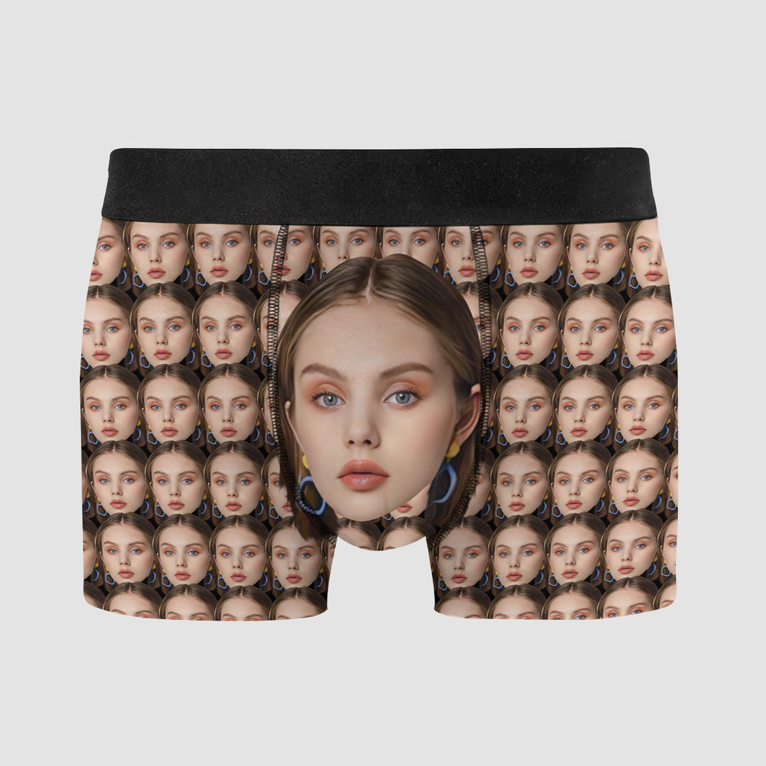 Funny Underwear Lover Face - Personalized Custom Men's Boxer Briefs - Gift For Couple, Boyfriend, Husband