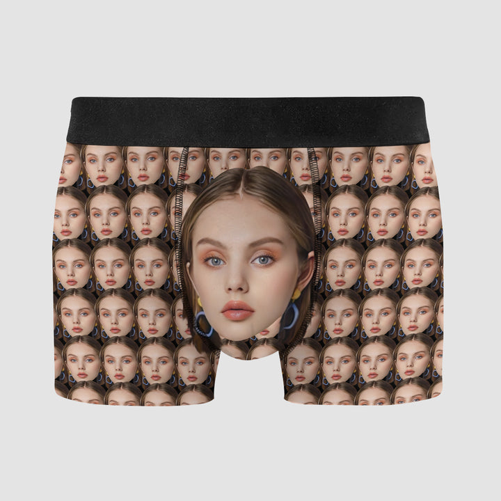 Funny Underwear Lover Face - Personalized Custom Men's Boxer Briefs - Gift For Couple, Boyfriend, Husband