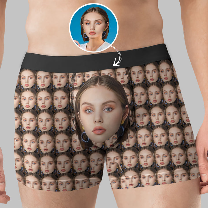 Funny Underwear Lover Face - Personalized Custom Men's Boxer Briefs - Gift For Couple, Boyfriend, Husband