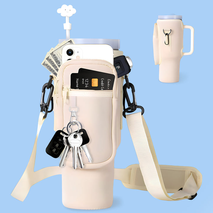 Tumbler Carrier Bag With Phone Pocket and Adjustable Strap