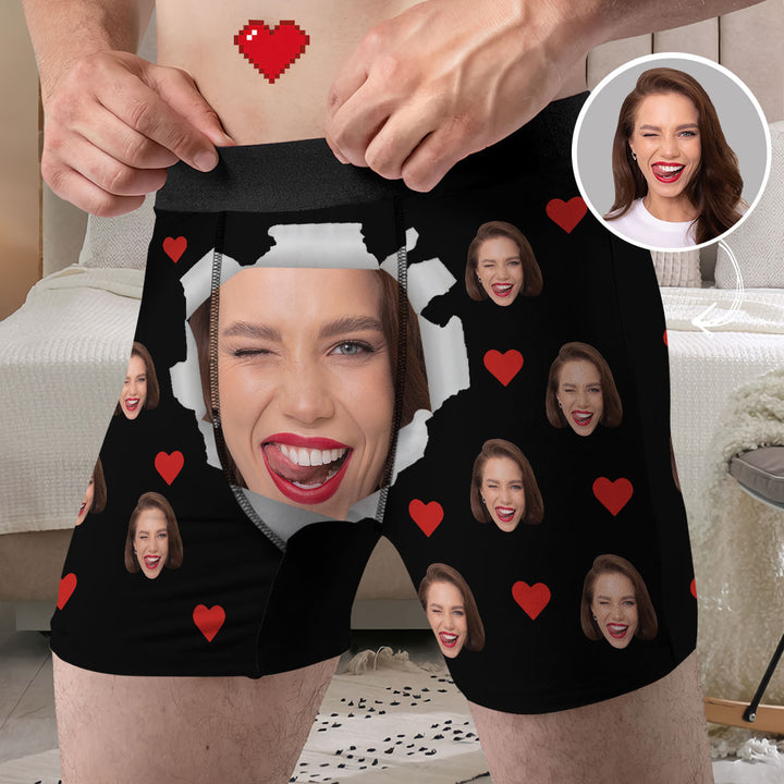 Underwear With Lover Face - Personalized Custom Men's Boxer Briefs - Gift For Couple, Boyfriend, Husband
