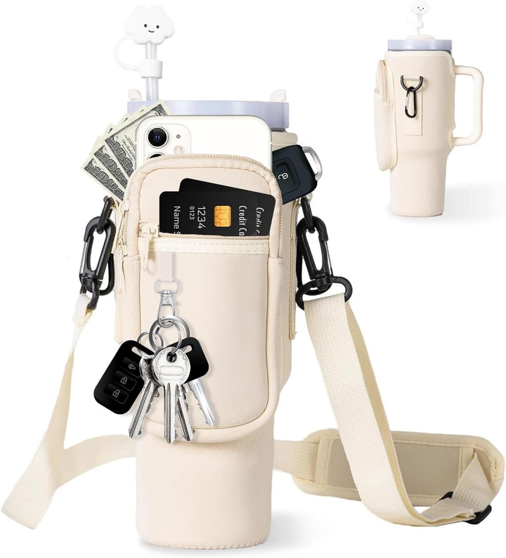Tumbler Carrier Bag With Phone Pocket and Adjustable Strap