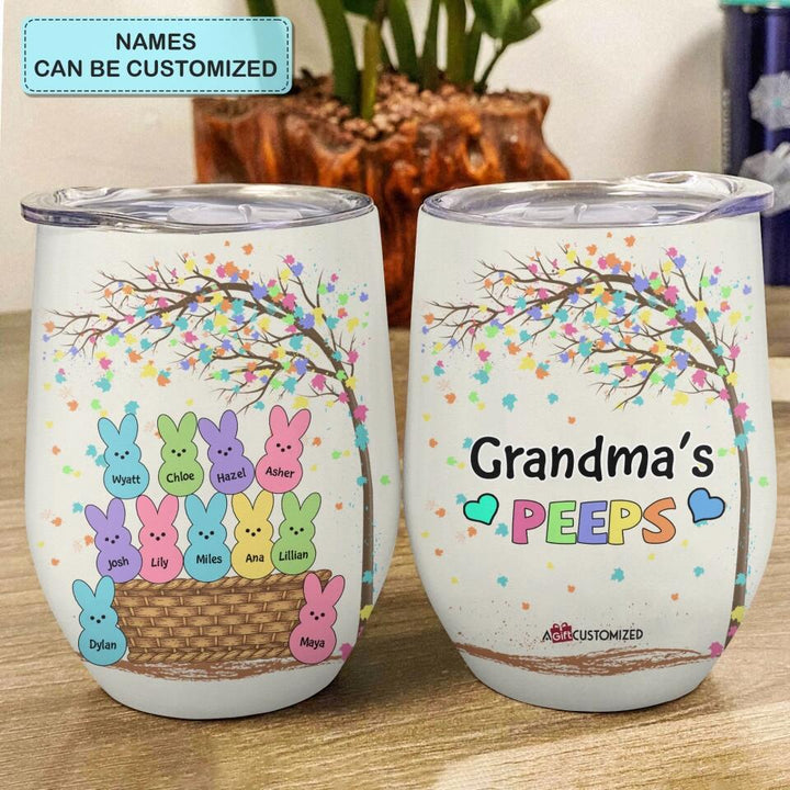 Grandma's Peeps - Personalized Wine Tumbler - Easter Gift For Mom & Grandma