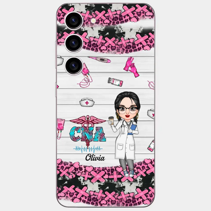Personalized Custom Phone Case - Nurse's Day, Appreciation Gift For Nurse, CNA - Nurse Pink Leopard
