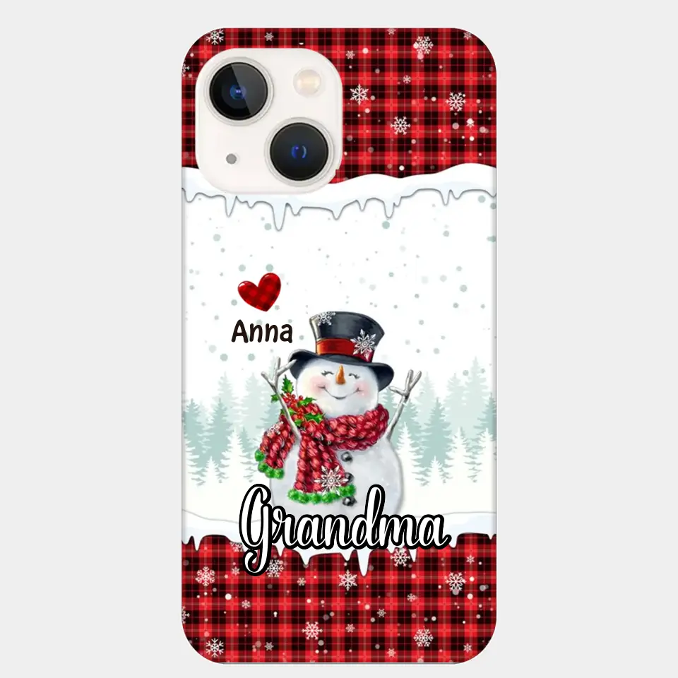 Happy Grandma Snowman - Personalized Custom Phone Case - Christmas Gift For Grandma, Mom