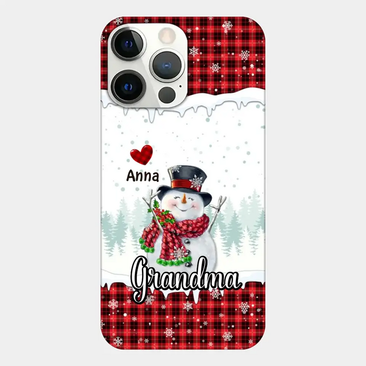 Happy Grandma Snowman - Personalized Custom Phone Case - Christmas Gift For Grandma, Mom