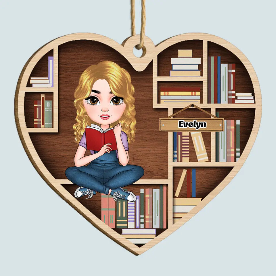 Just A Girl In Love With Her Books - Personalized Custom Wood Ornament - Christmas Gift For Reading Lover