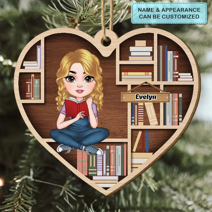 Just A Girl In Love With Her Books - Personalized Custom Wood Ornament - Christmas Gift For Reading Lover