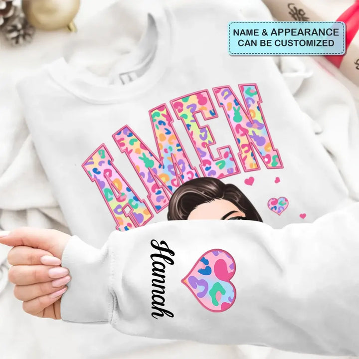 Amen Easter Vibes - Personalized Custom Sweatshirt - Easter Gift For Family Members, Mom, Grandma, Friends
