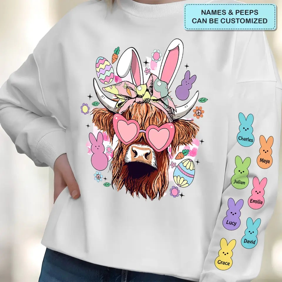 Easter's Day Highland Cow - Personalized Custom Sweatshirt - Easter's Day Gift For Grandma, Mom, Family Members