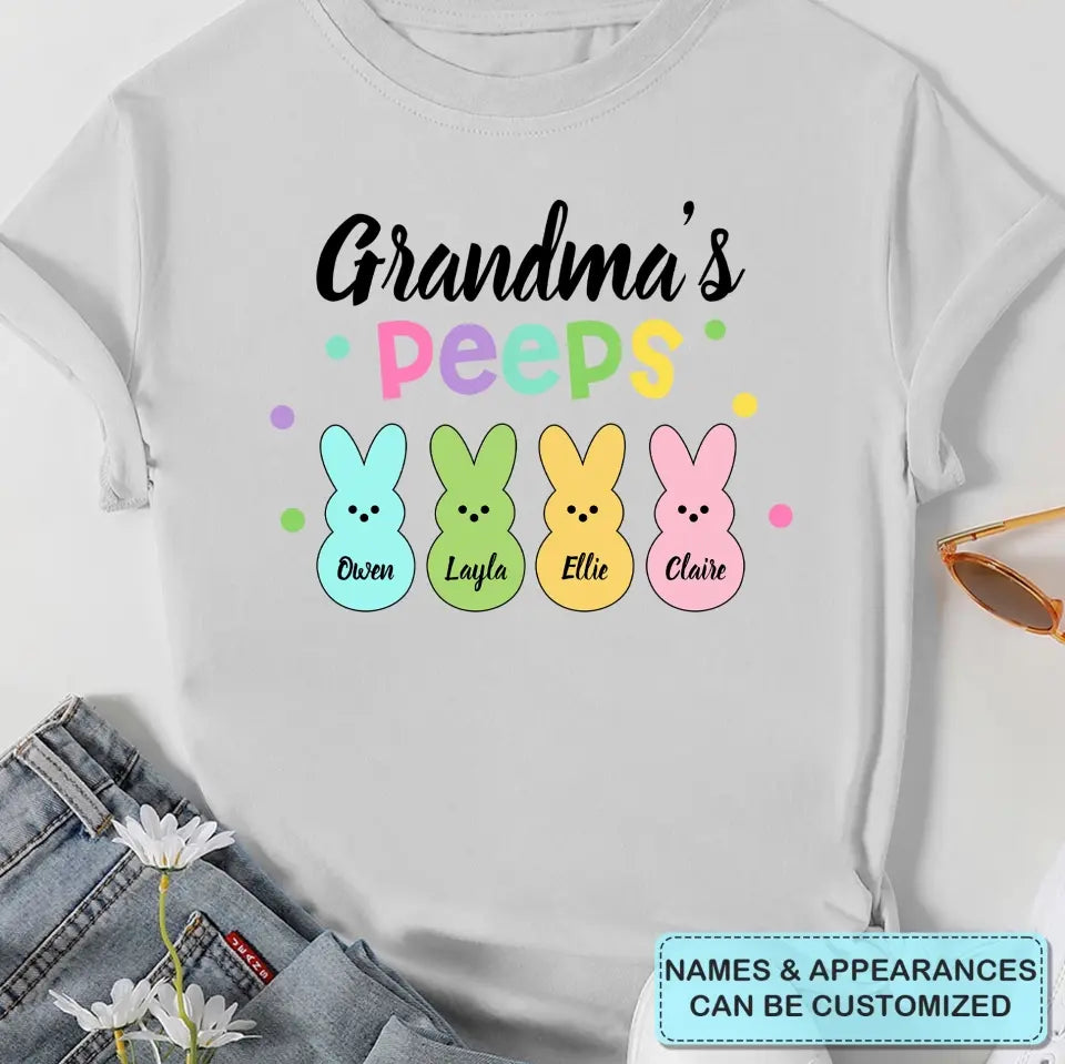 Grandma's Peeps - Personalized Custom T-shirt - Easter Gift For Grandma, Mom, Family Members