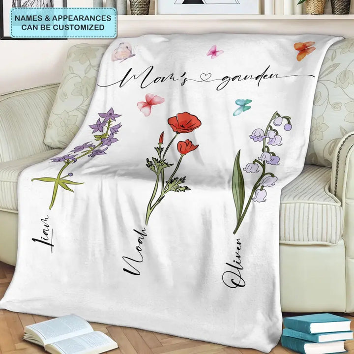 Grandma's Garden - Personalized Custom Blanket - Mother's Day, Gift For Grandma, Mom, Family Members