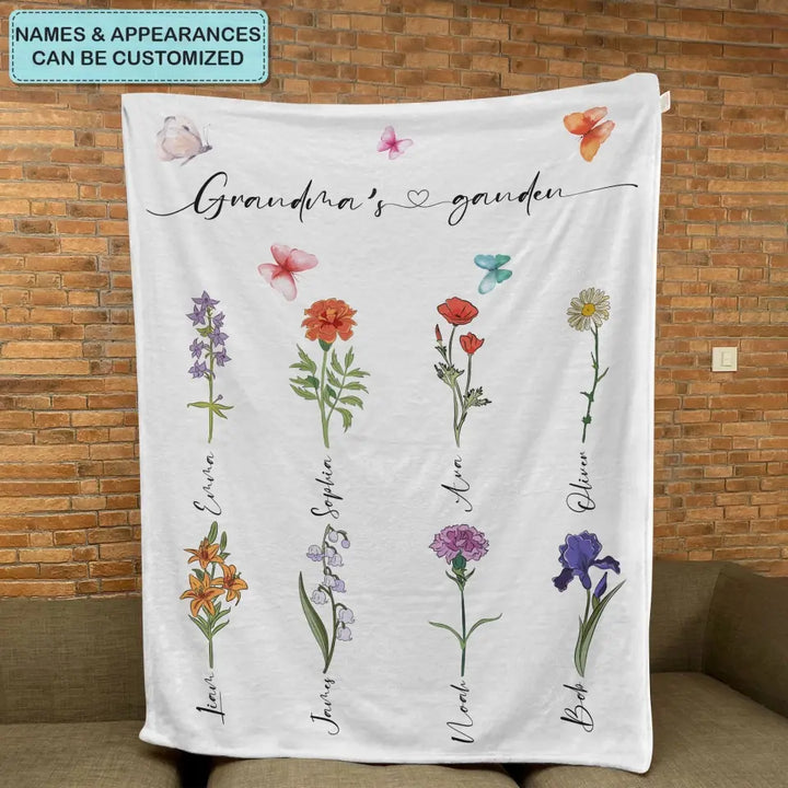 Grandma's Garden - Personalized Custom Blanket - Mother's Day, Gift For Grandma, Mom, Family Members