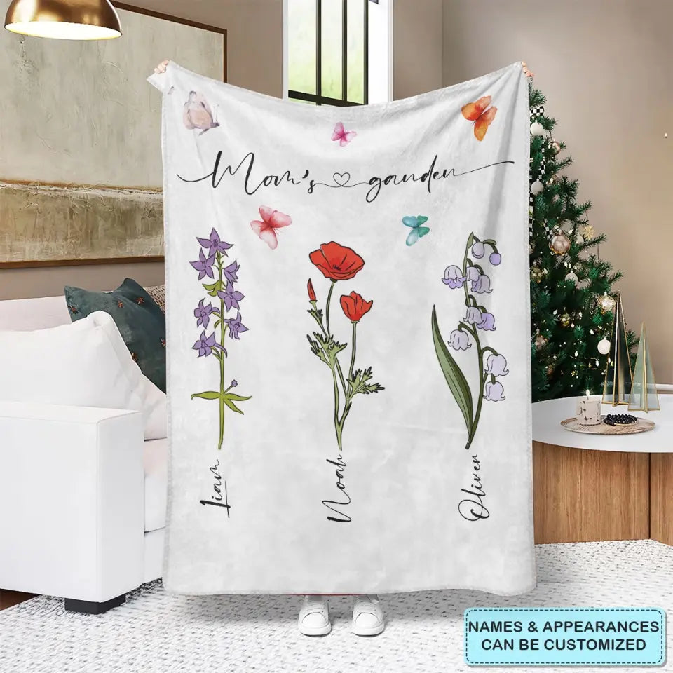 Grandma's Garden - Personalized Custom Blanket - Mother's Day, Gift For Grandma, Mom, Family Members