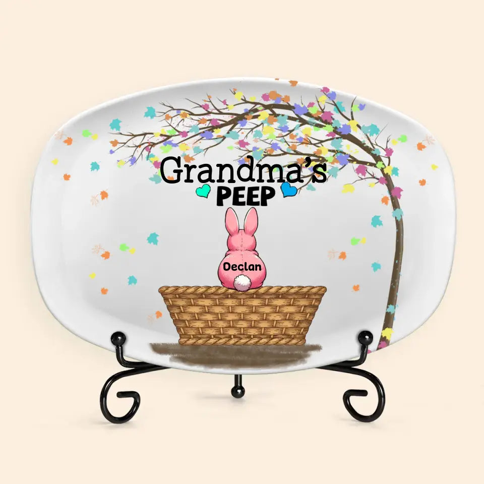 Grandma Peeps Back - Personalized Custom Platter - Easter Gift For Mom