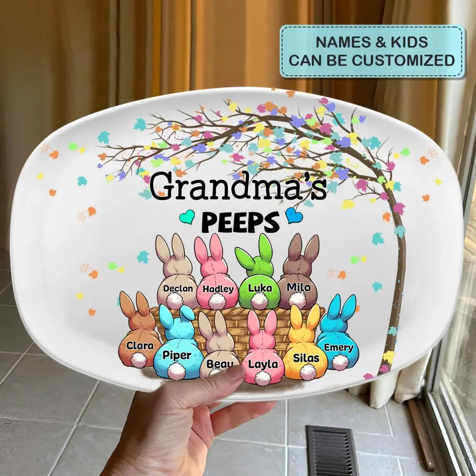Grandma Peeps Back - Personalized Custom Platter - Easter Gift For Mom