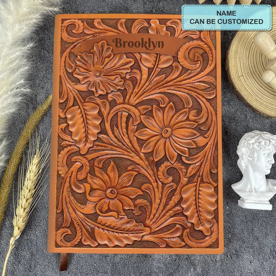Vintage Flower V2 - Personalized Custom Leather Journal - Gift Family, Family Members