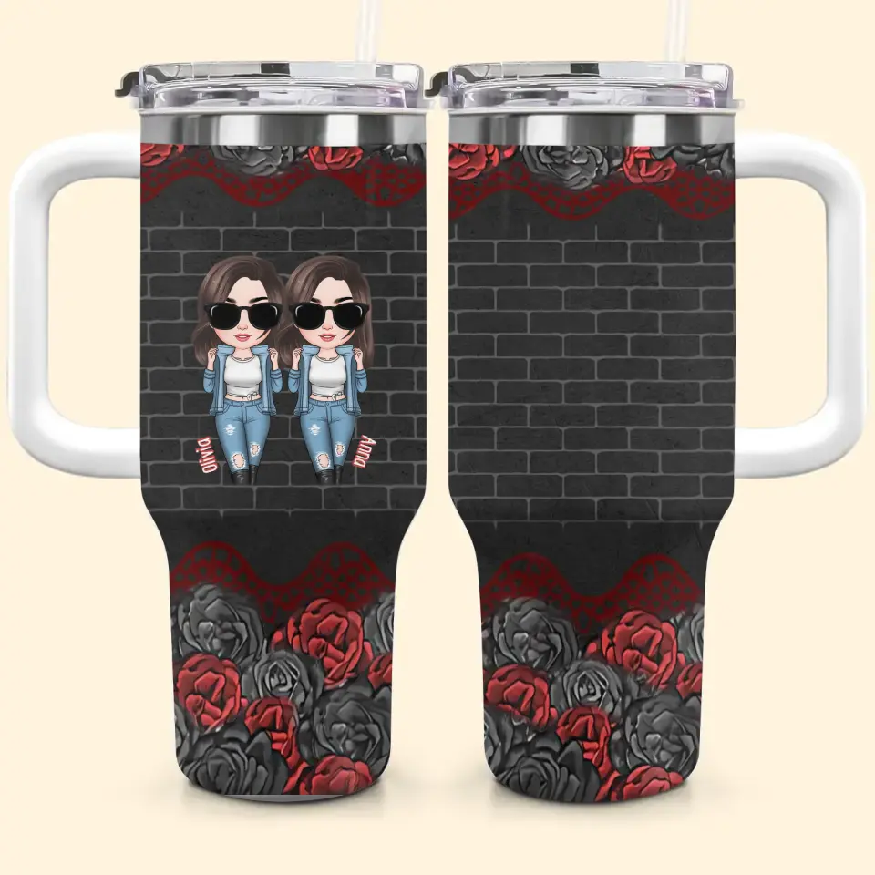 Bestie Forever - Personalized Custom Tumbler With Handle - Gift For Friend, Bestie