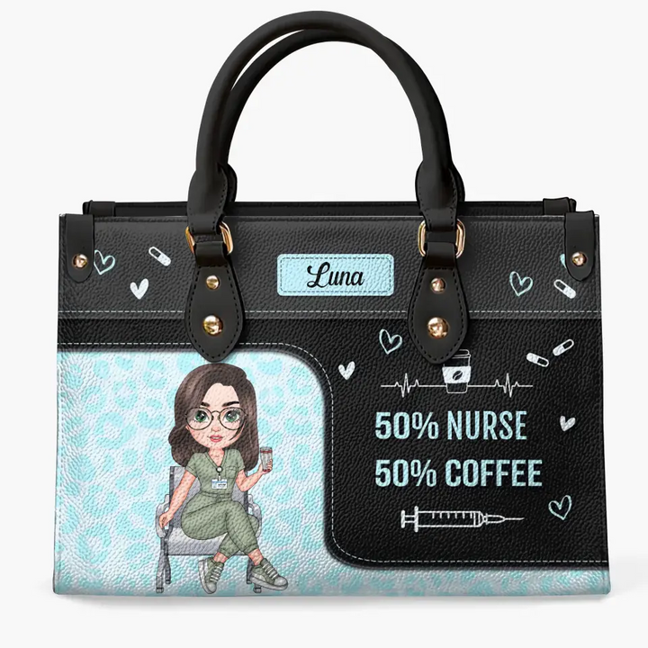 Nurse Life Coffee - Personalized Custom Leather Bag - Nurse's Day, Appreciation Gift For Nurse