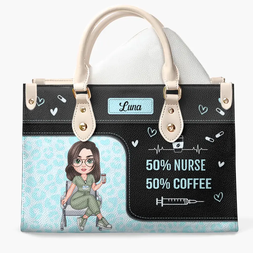 Nurse Life Coffee - Personalized Custom Leather Bag - Nurse's Day, Appreciation Gift For Nurse