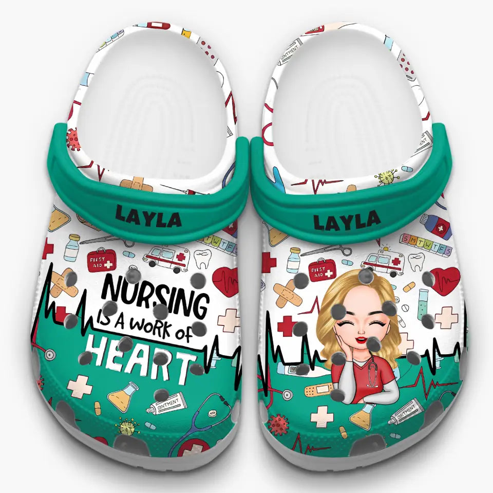 Nursing Is A Work Of Heart - Personalized Custom Gift - Nurse's Day, Appreciation Gift For Nurse AGCHD062
