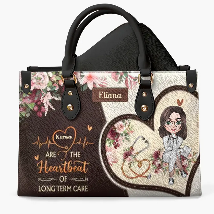 Nurse Are The Heart Of Long Term Care - Personalized Custom Leather Bag - Nurse's Day, Appreciation Gift For Nurse