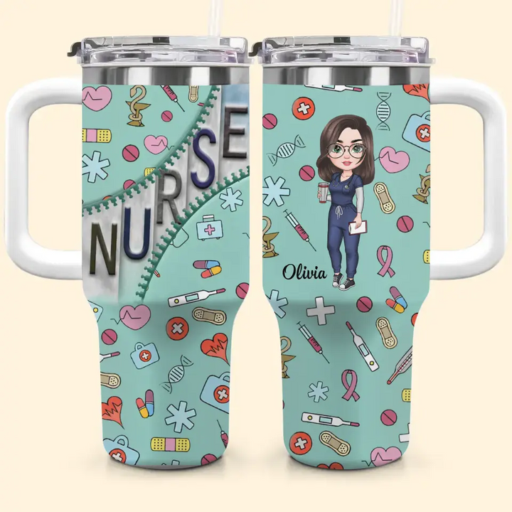 Nurse Life - Personalized Custom Tumbler With Handle - Nurse's Day, Appreciation Gift For Nurse