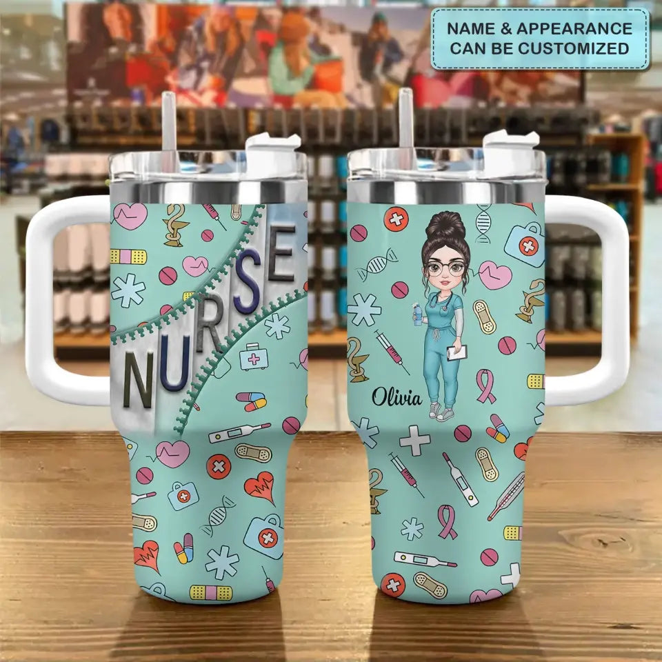 Nurse Life - Personalized Custom Tumbler With Handle - Nurse's Day, Appreciation Gift For Nurse