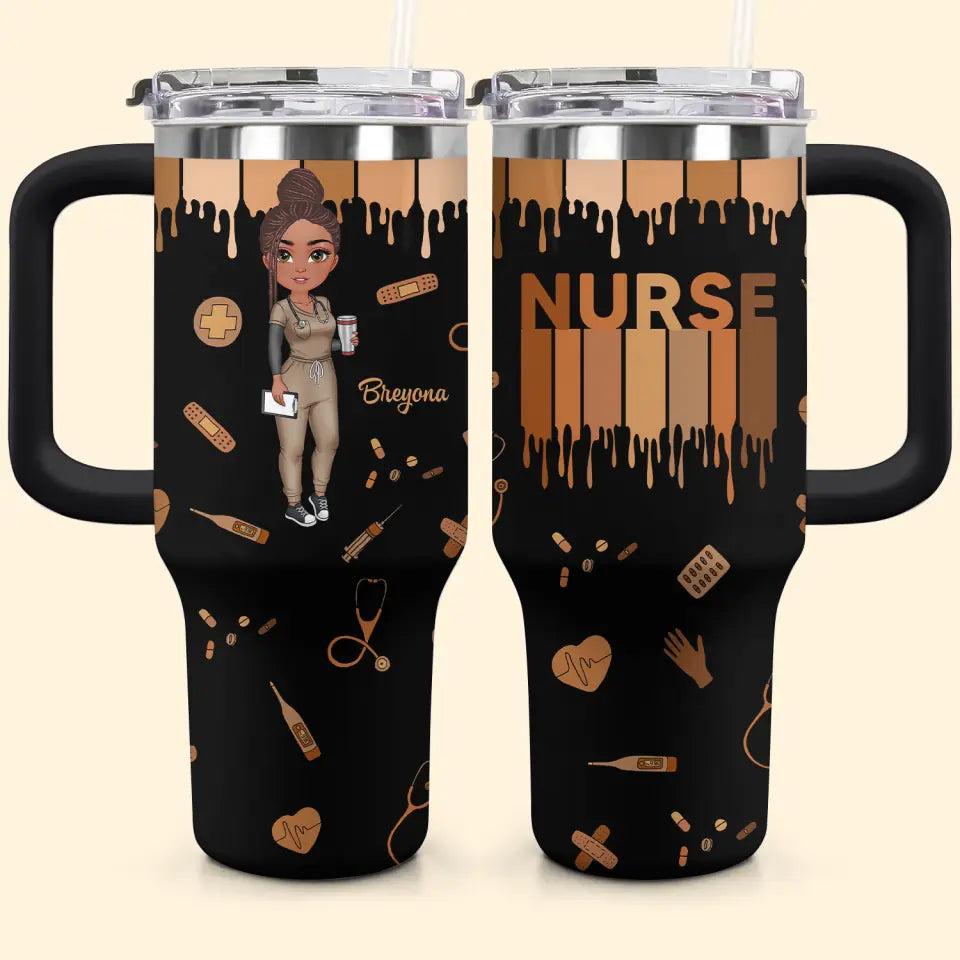 Love Nurse Life - Personalized Custom Tumbler With Handle - Nurse's Day, Appreciation Gift For Nurse