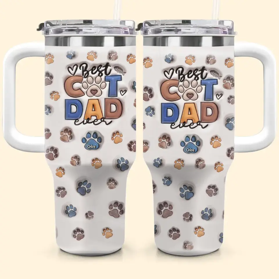 Best Dog Dad Ever - Personalized Custom Tumbler With Handle - Father's Day Gift For Dad