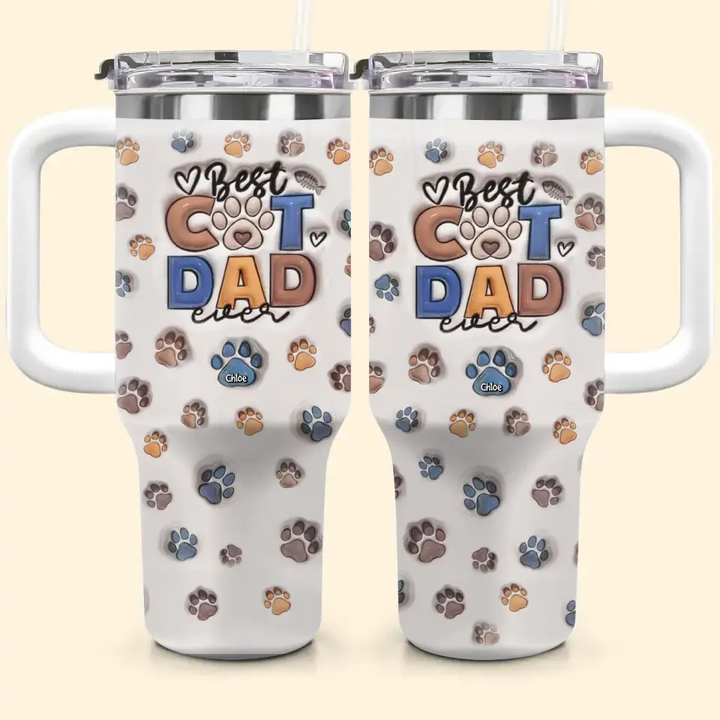 Best Dog Dad Ever - Personalized Custom Tumbler With Handle - Father's Day Gift For Dad