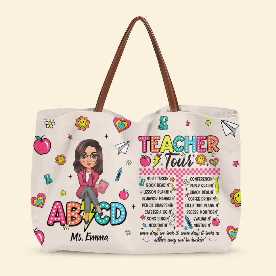 Teacher Tour - Personalized Custom Tote Bag - Teacher's Day, Appreciat ...
