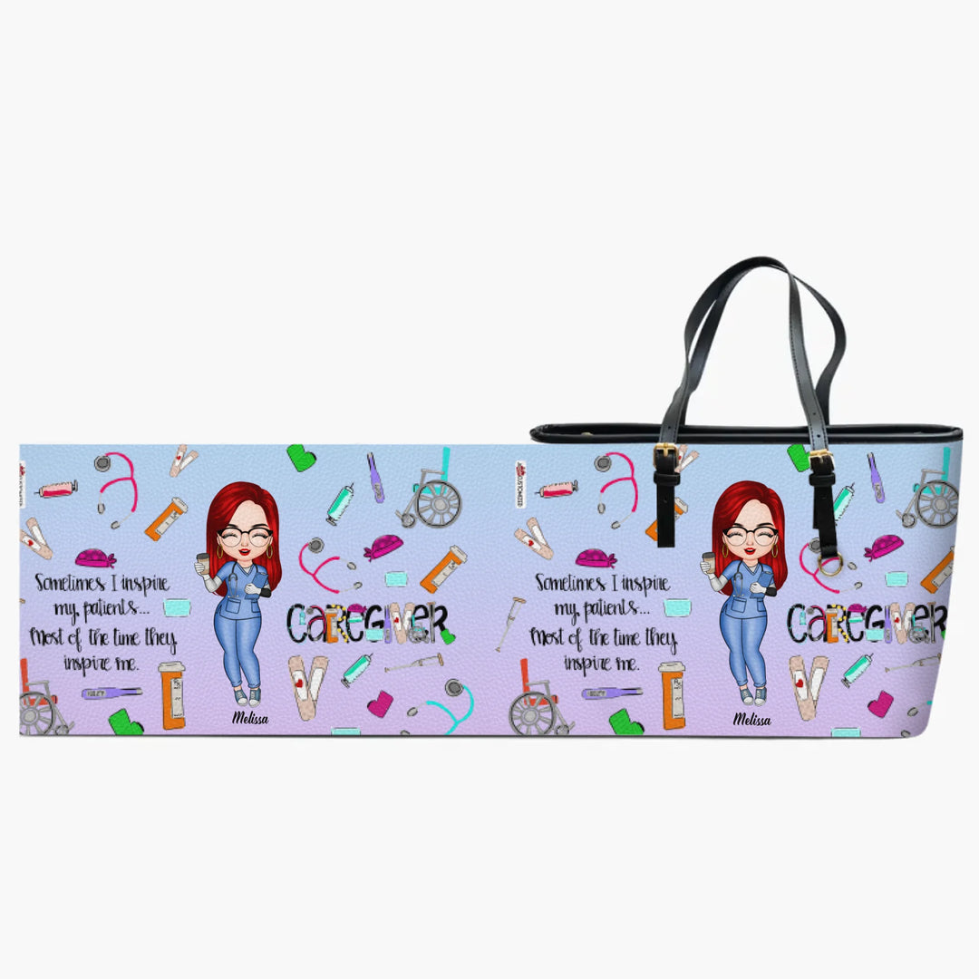 Personalized Leather Bucket Bag - Gift For Nurse - Caregivers