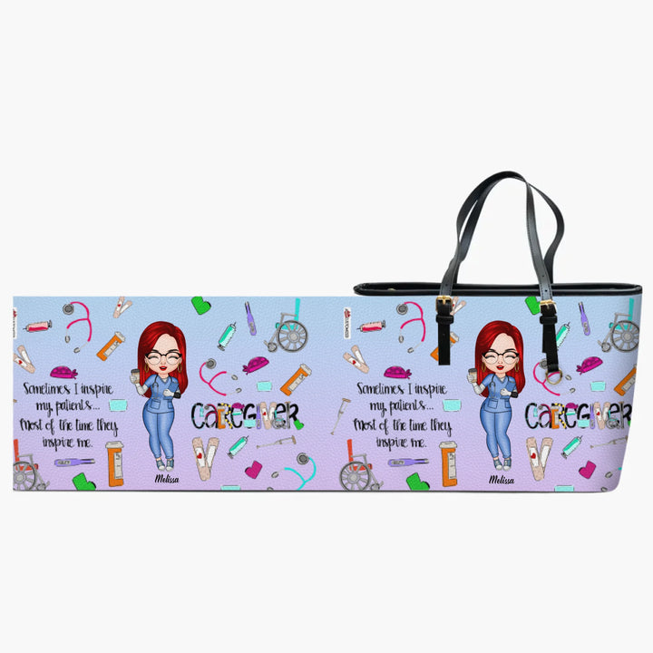 Personalized Leather Bucket Bag - Gift For Nurse - Caregivers