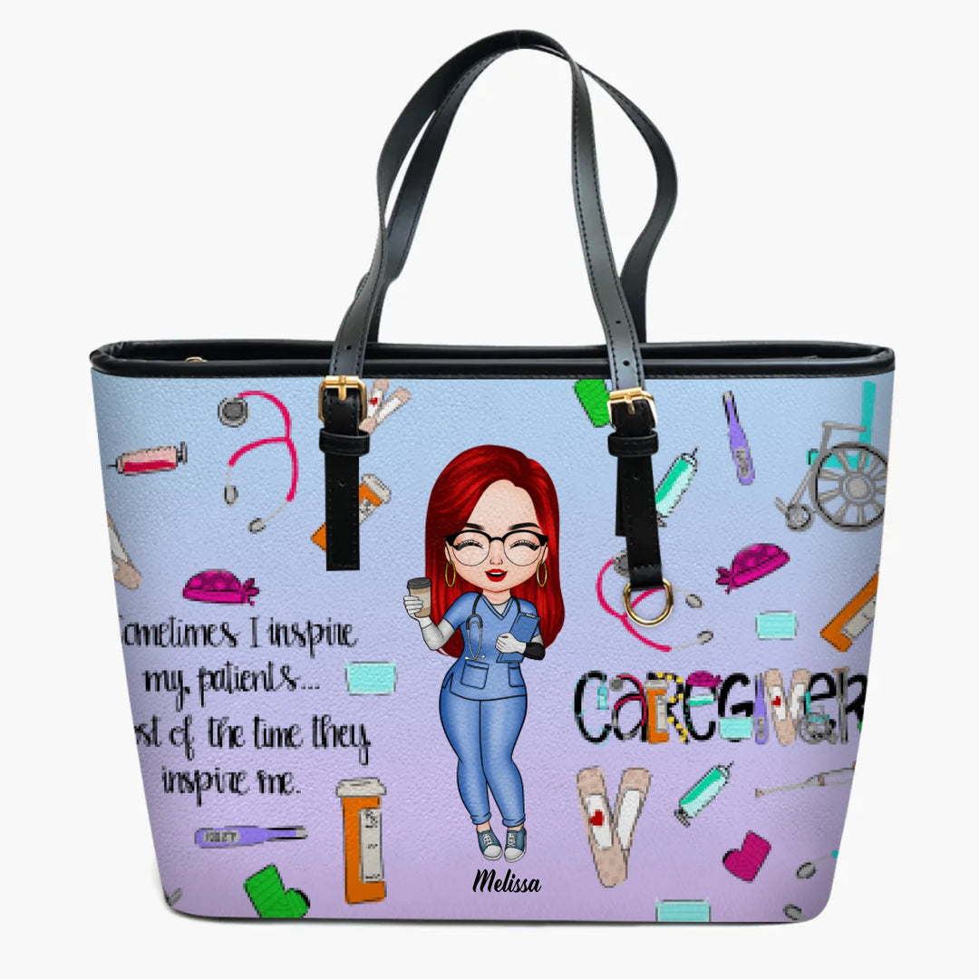 Personalized Leather Bucket Bag - Gift For Nurse - Caregivers