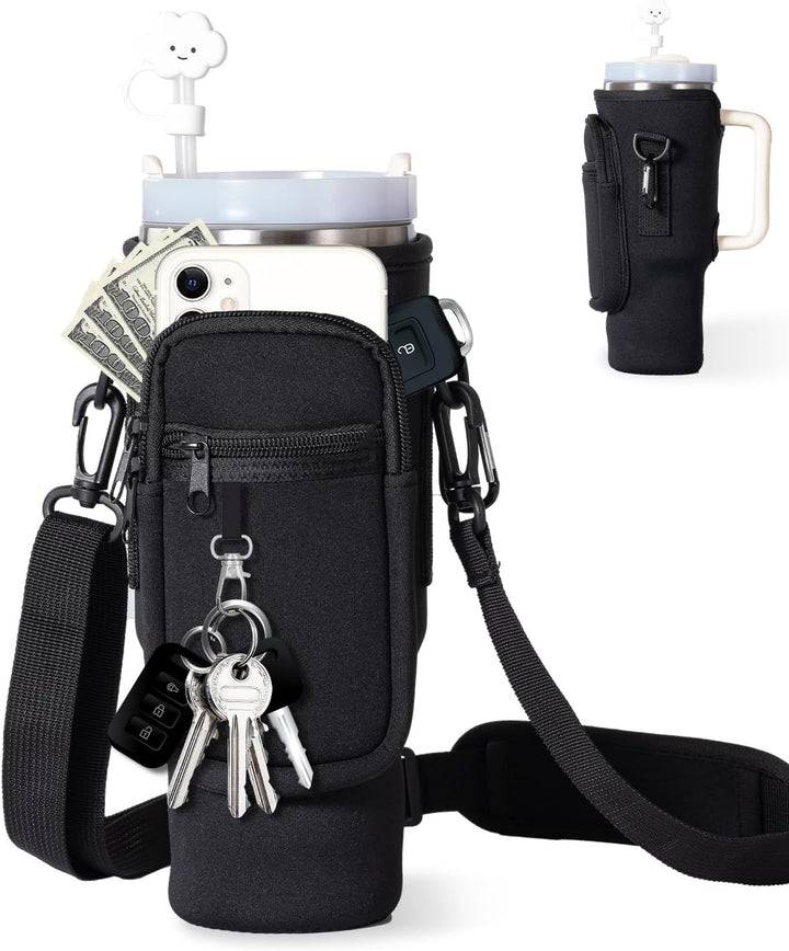 Tumbler Carrier Bag With Phone Pocket and Adjustable Strap