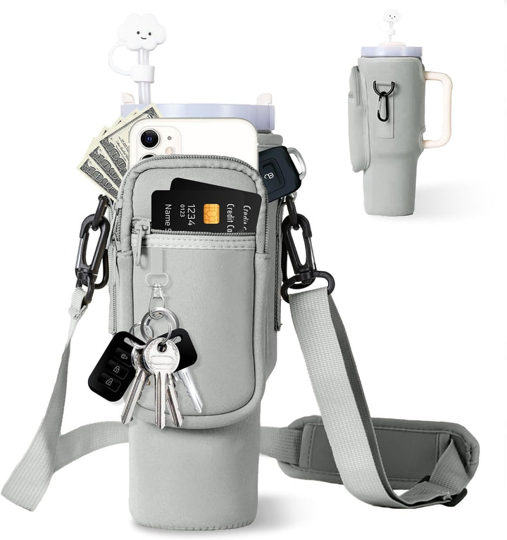 Tumbler Carrier Bag With Phone Pocket and Adjustable Strap