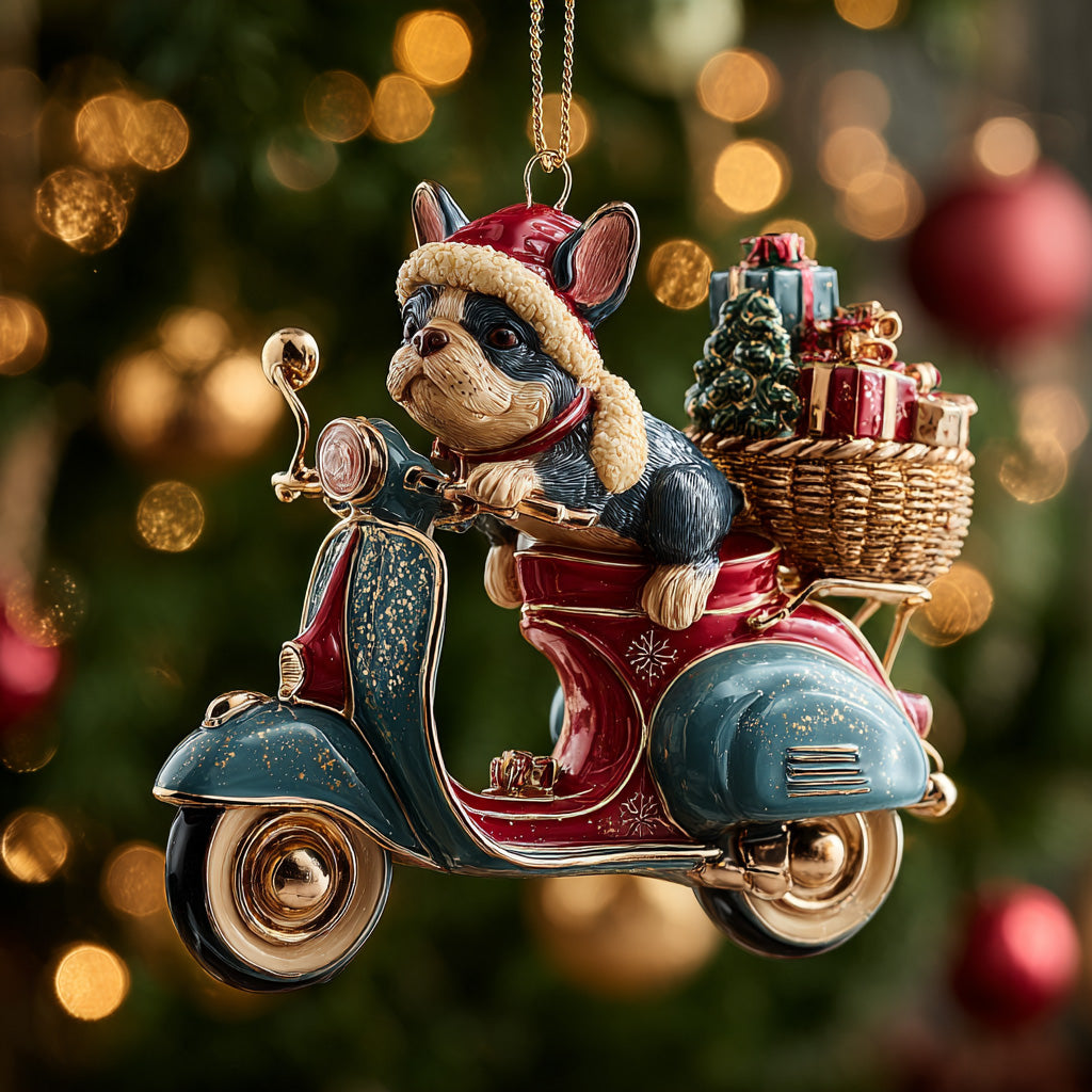 Bulldog on the Scooter Ceramic Ornament NCU0DH237