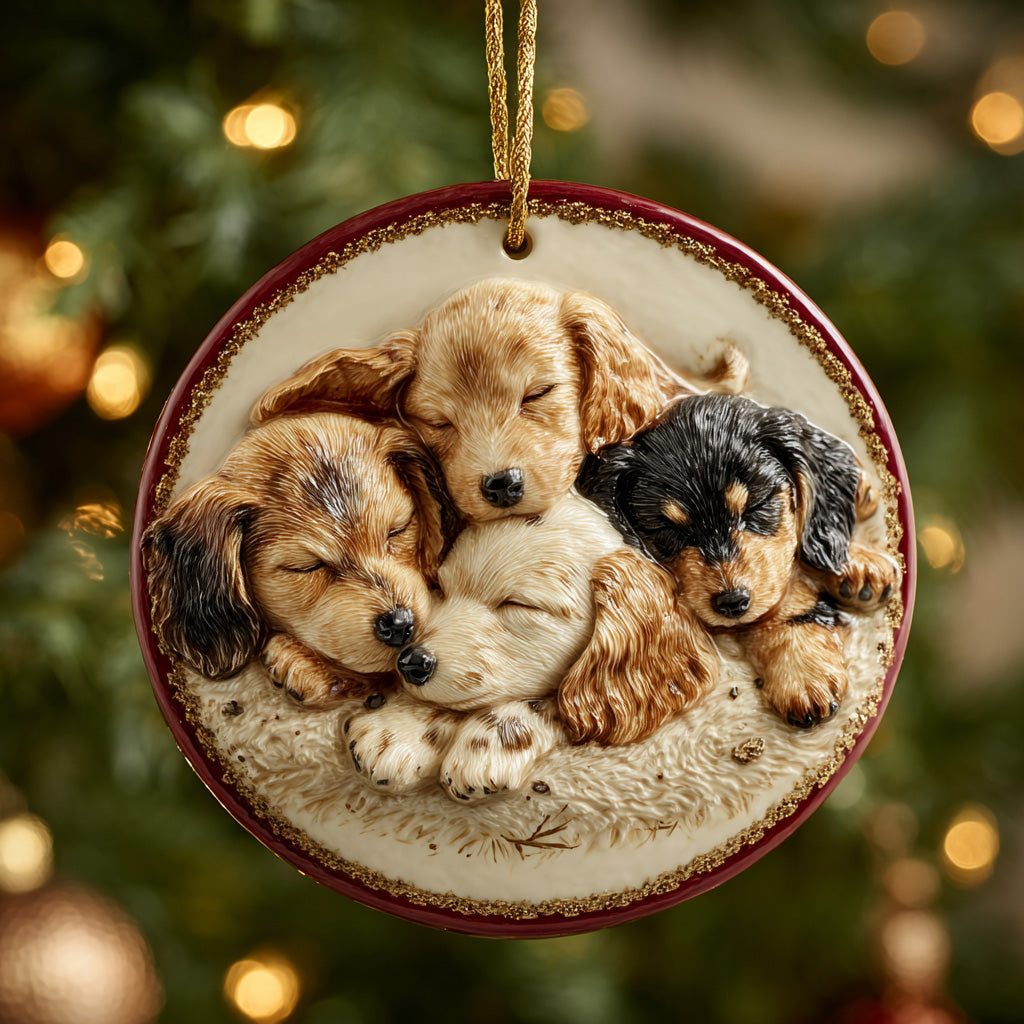Cozy Puppy Nap Ceramic Ornament NCU0DH228