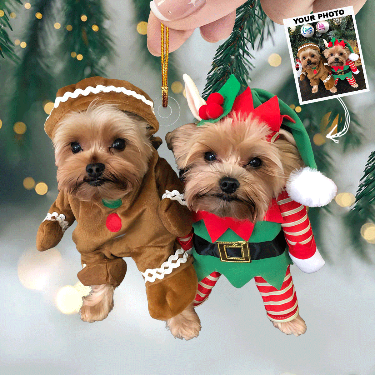 Cute Duo Personalized Photo Mica Ornament Gift For Dog Lovers