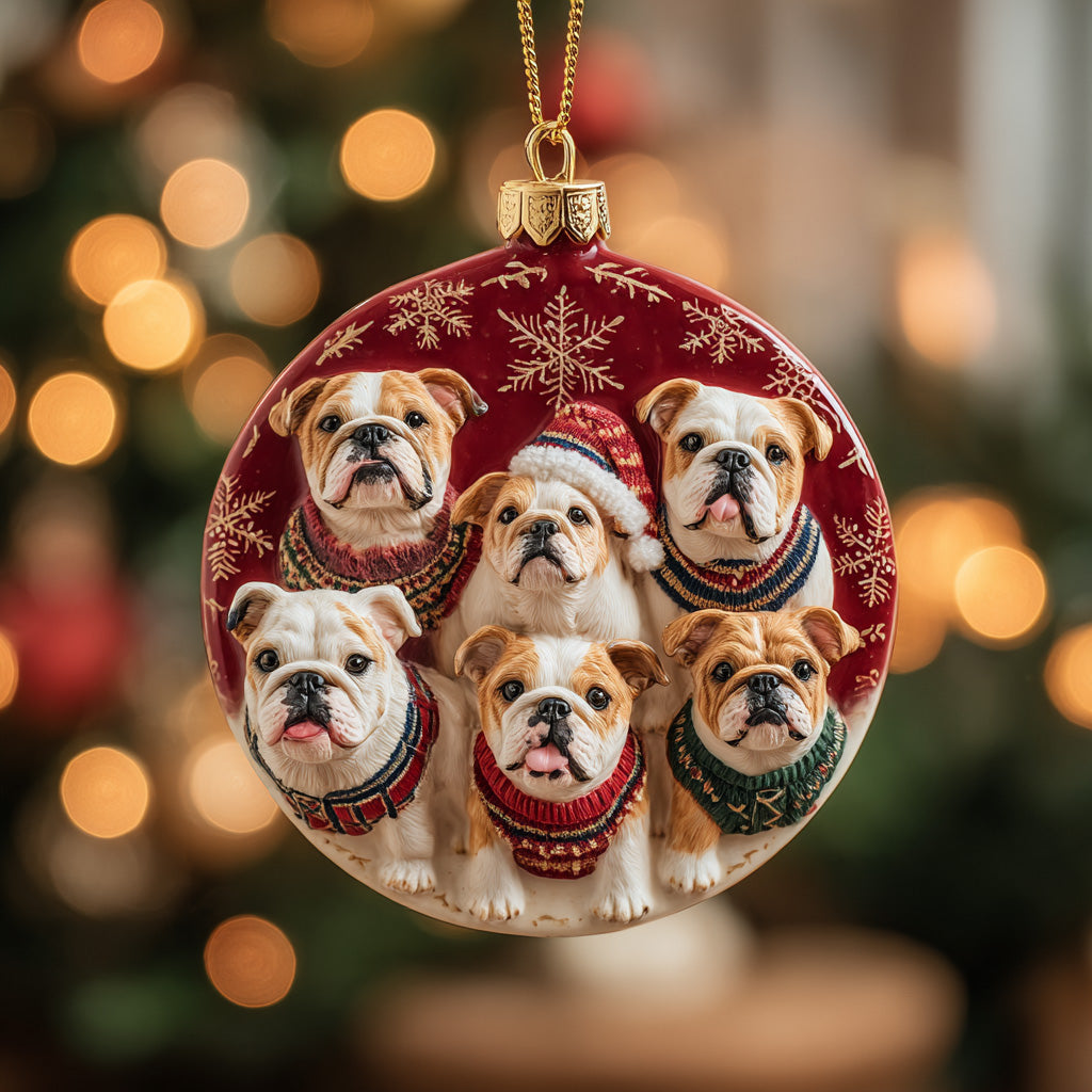 Holiday Paw Bulldogs Ceramic Ornament NCU0DH250