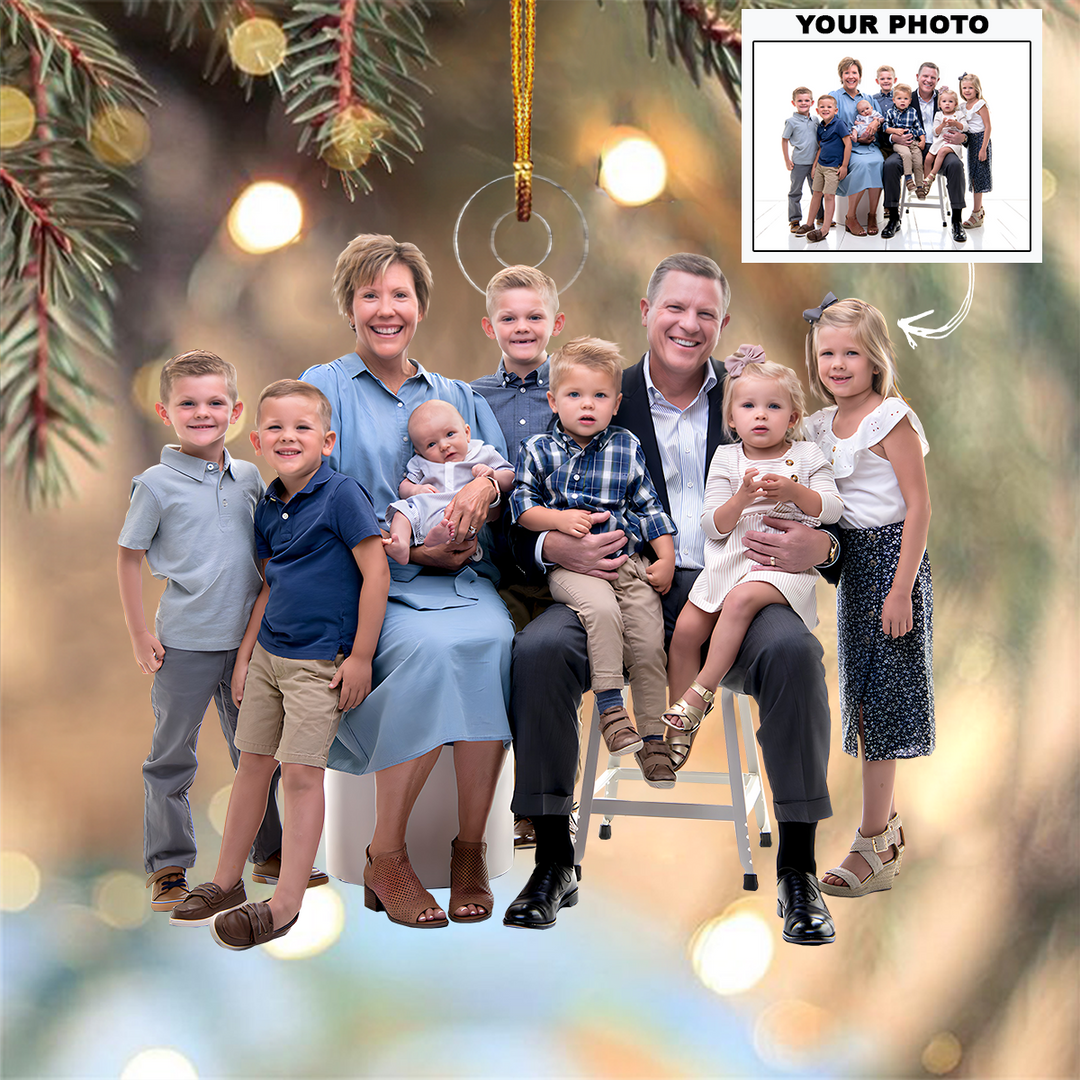Customized Photo Ornament Family Special Moments V13 - Personalized Photo Mica Ornament - Christmas Gift For Family Members