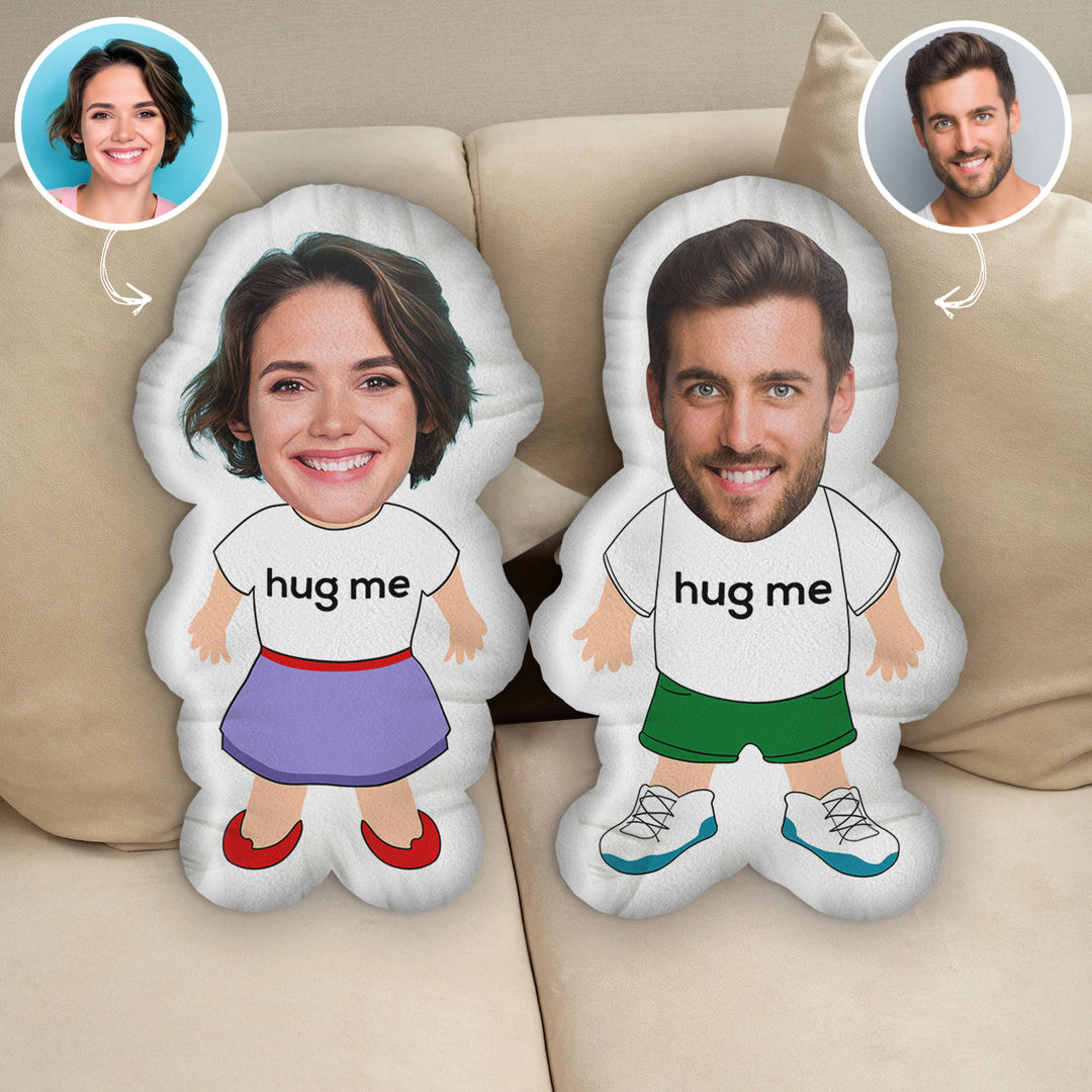 Hug Me Couple Pillow - Personalized Custom Shape Pillow - Gift For Couple, Boyfriend, Girlfriend, Wife, Husband, Family Members