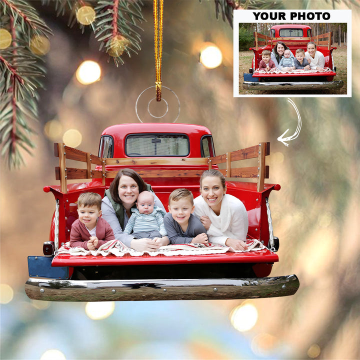 Merry Christmas My Family - Personalized Custom Photo Mica Ornament - Christmas Gift For Family Members