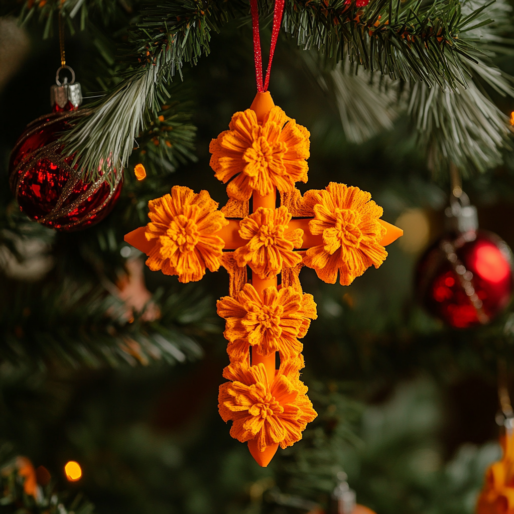 Marigold Cross Mica Ornament NCU0PT118